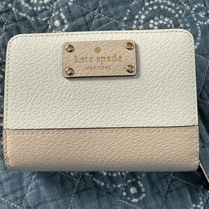 Kate Spade Cream and Tan Pebbled Leather Wallet
